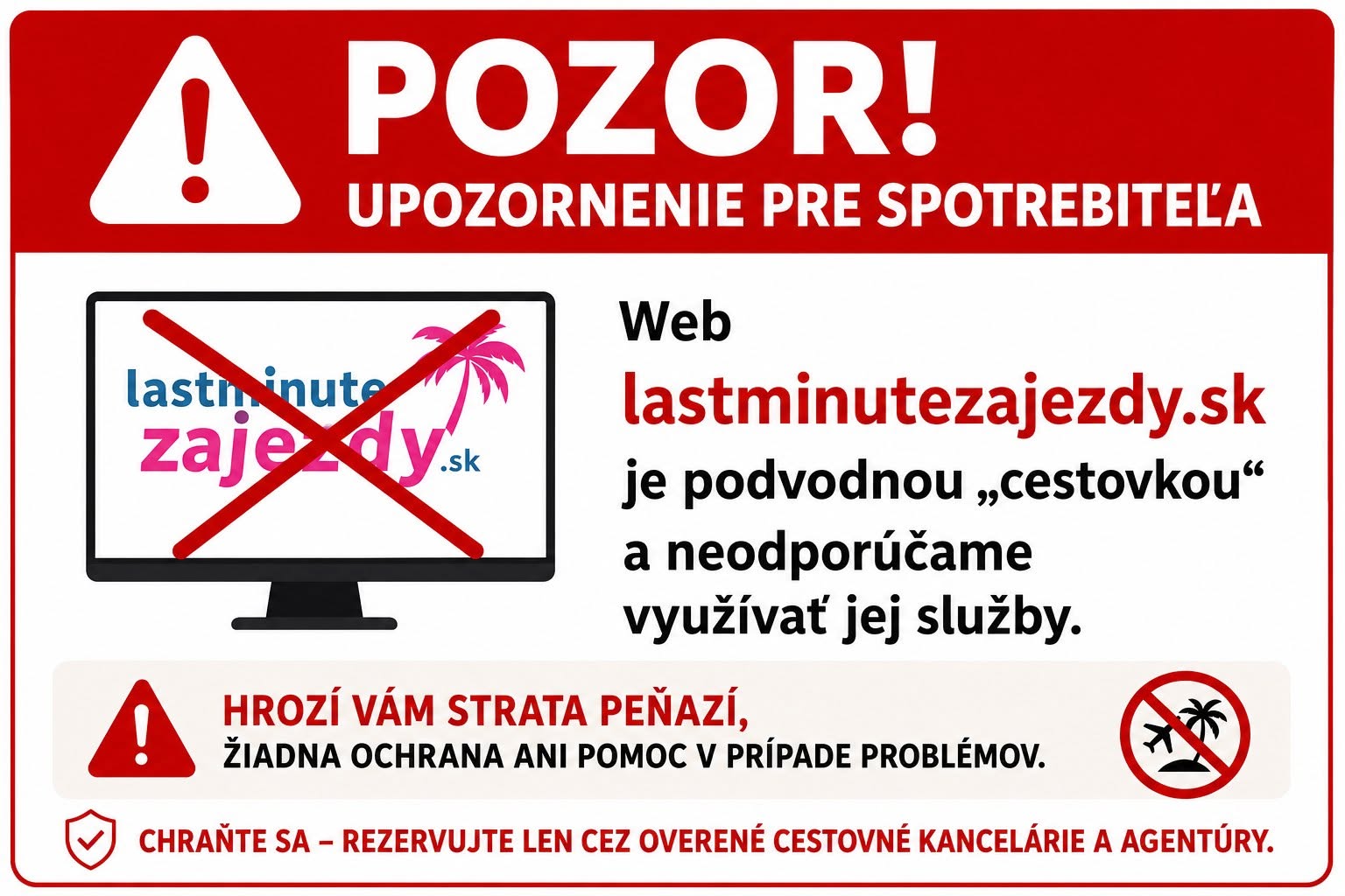 SACKA varuje pred ďalším podvodným webom
