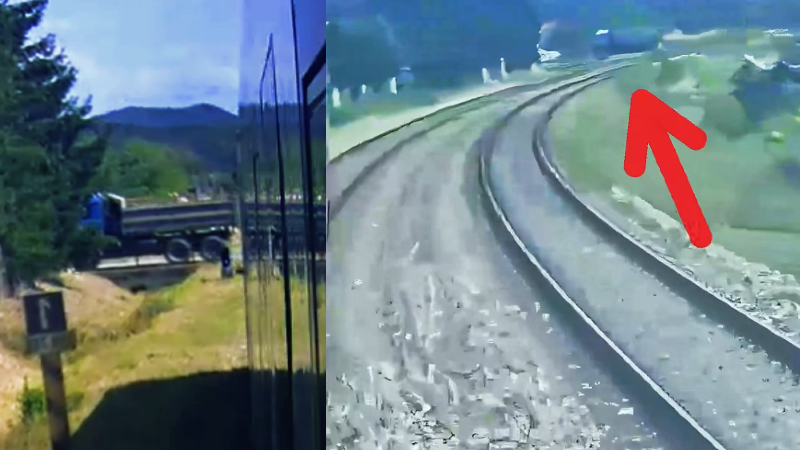 Najskôr uviazol na koľajniciach, potom rozrazil závoru. Tragédii unikol len o vlások, stíhaniu nie (VIDEO)