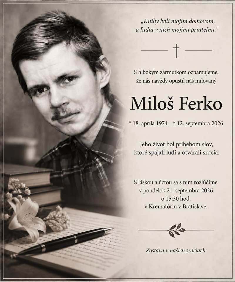 Na snímke parte za spisovateľom Milošom Ferkom