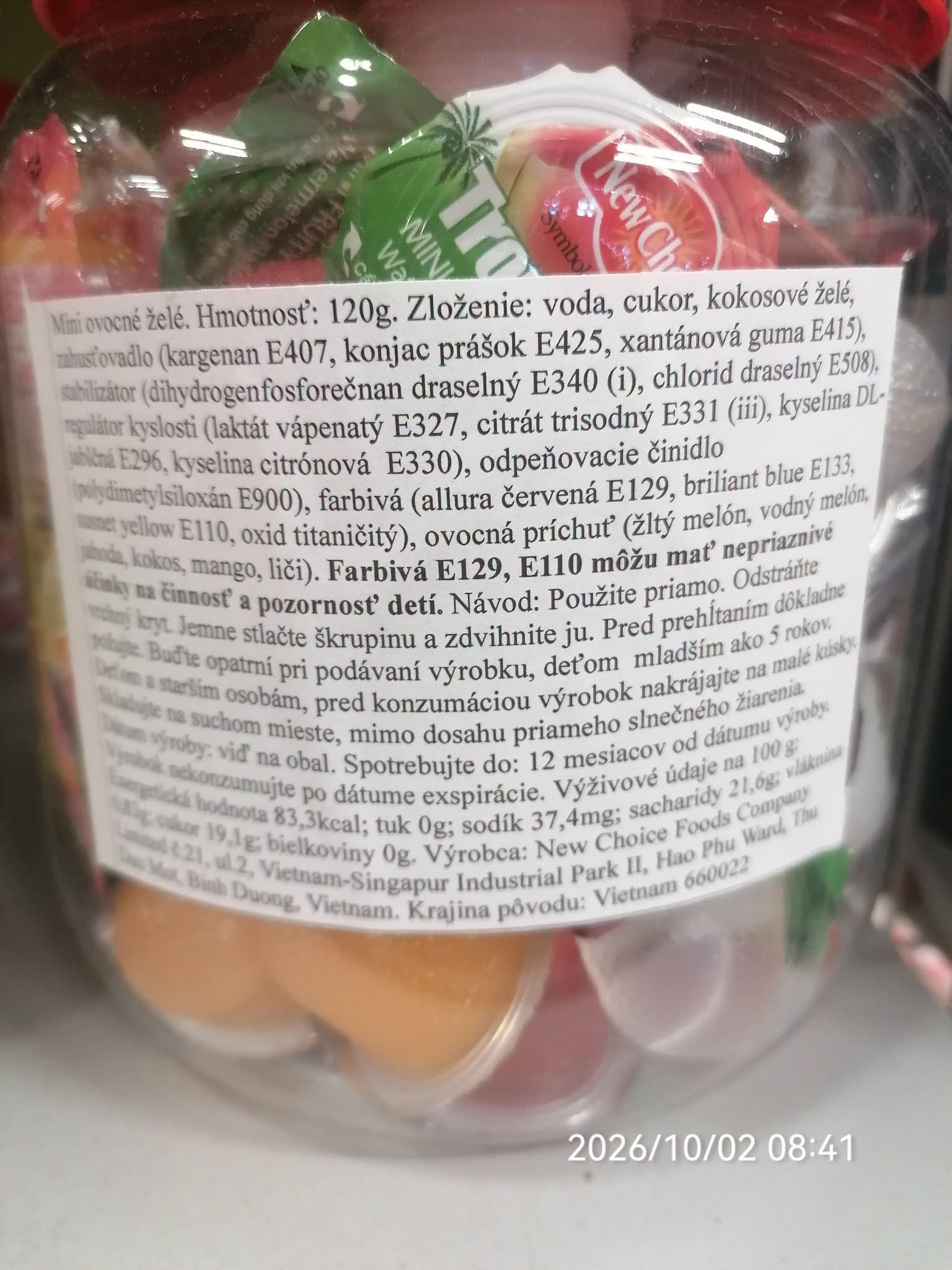 Na snímke nebezpečné mini želé ovocné