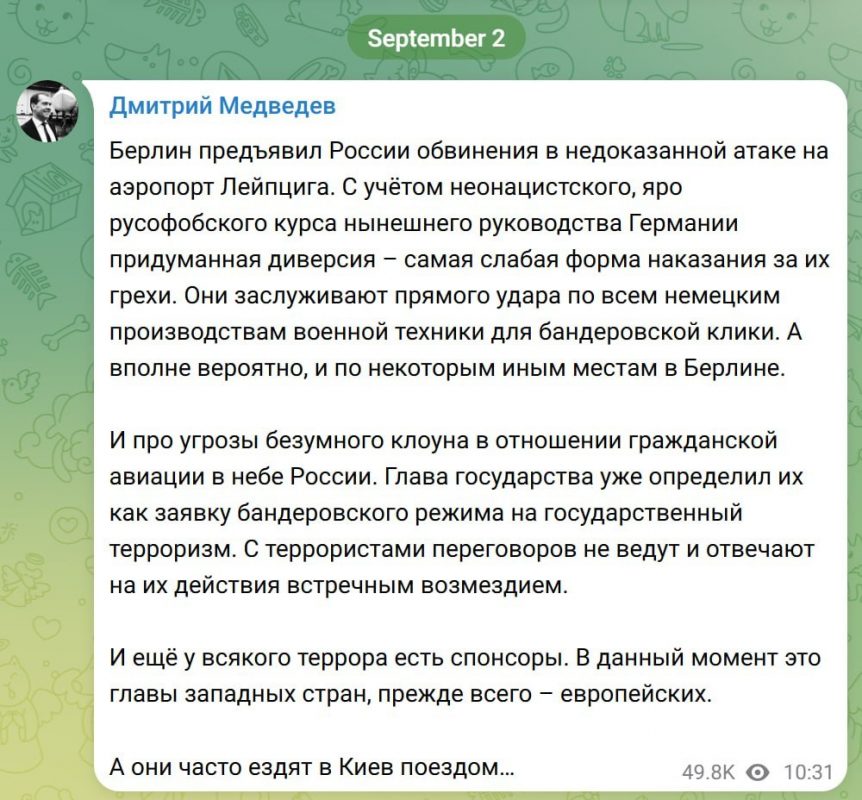 Medvedev vyzval na útoky na Berlín